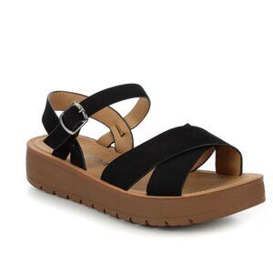 Soda Women's Black Chester-S Wedge Sandals/NIB/7
